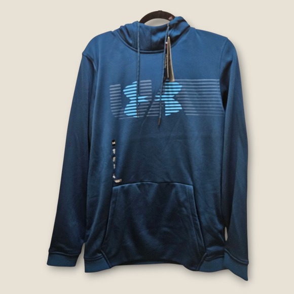 Under Armour ColdGear Hoodie Mens Medium Teal Pullover Activewear Sweatshirt - Picture 1 of 10